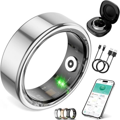 Smart Ring, No Subscription Required Smart Ring for Women, Fitness Ring for Women & Men, Health Ring with Heart Rate, Sleep Monitoring/Motion Tracking, Waterproof (Silver 7) in Saudi Arabia