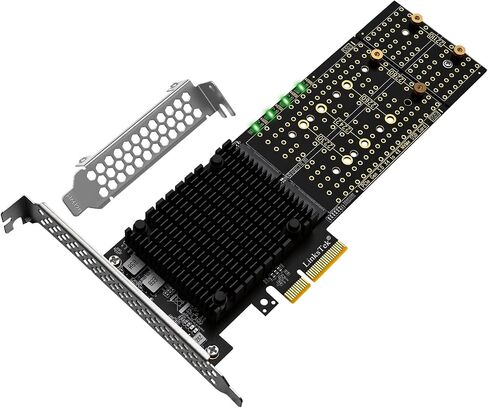 PCIE-PEX8747M4 PCIE 3.0 x4 Interface to 4-Port NVME M.2 SSD Expansion Card for Desktop PCs, Broadcom PLX PEX8747 PCIE Gen 3.0 Switch, 32Gb/s Bandwidth, On-Card PCIE Bifurcation, for Storage & Boot in Saudi Arabia