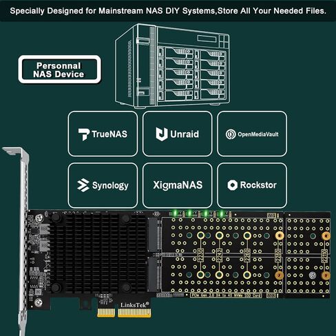 PCIE-PEX8747M4 PCIE 3.0 x4 Interface to 4-Port NVME M.2 SSD Expansion Card for Desktop PCs, Broadcom PLX PEX8747 PCIE Gen 3.0 Switch, 32Gb/s Bandwidth, On-Card PCIE Bifurcation, for Storage & Boot in Saudi Arabia