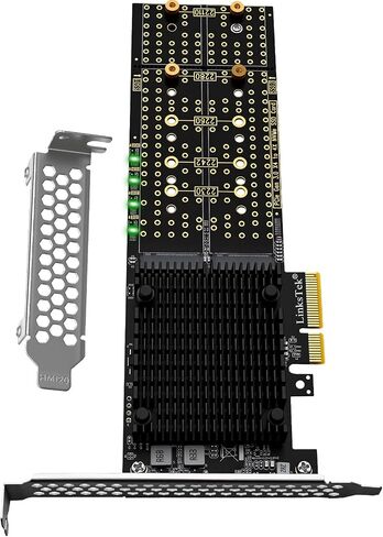 PCIE-PEX8747M4 PCIE 3.0 x4 Interface to 4-Port NVME M.2 SSD Expansion Card for Desktop PCs, Broadcom PLX PEX8747 PCIE Gen 3.0 Switch, 32Gb/s Bandwidth, On-Card PCIE Bifurcation, for Storage & Boot in Saudi Arabia