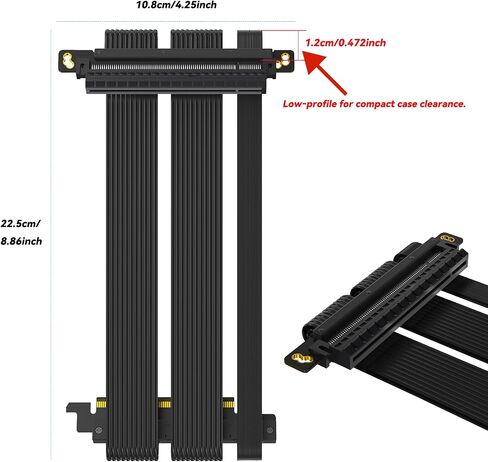 RGEEK PCIe 5.0 Riser Cable X16, 20cm Double Reverse PCIe Riser Gen 5 in Saudi Arabia
