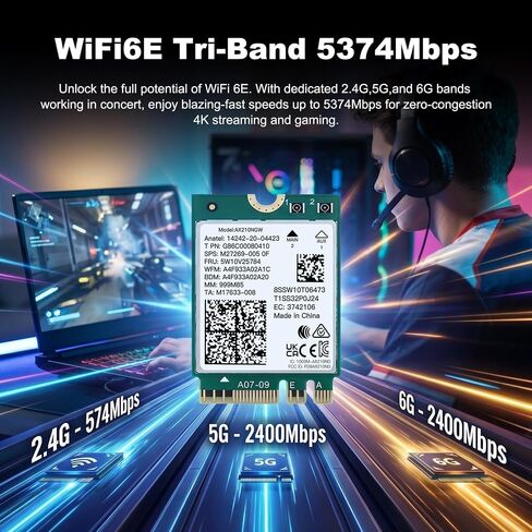 AX210 WiFi 6E M.2 2230 Card with Bluetooth 5.4 Included WiFi Antennas in Saudi Arabia