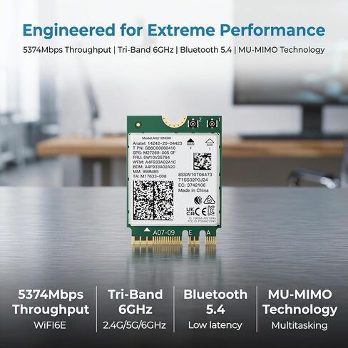 AX210 WiFi 6E M.2 2230 Card with Bluetooth 5.4 Included WiFi Antennas in Saudi Arabia