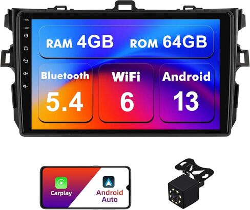 Double Din Linux Car Stereo for Toyota Corolla 2009-2013 with 9 Inch Touchscreen Radio Built-in Wireless Carplay/Android Auto/Bluetooth/FM/AUX-in/Steering Wheel Controls/Backup Camera in Saudi Arabia