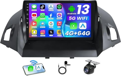 Android 13 Car Radio for Ford Escape 2013-2019 – 9" HD Touch Screen Stereo [4-Core +64GB] with Wireless CarPlay & Android Auto, GPS Navigation, WiFi, Bluetooth, DSP, SWC, Backup Camera in Saudi Arabia