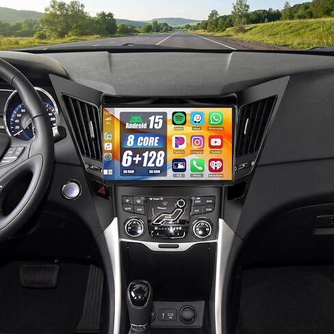8 Core 6+128GB for Hyundai Sonata 2010-2015 Android Car Stereo with Wireless Apple Carplay, 5G WiFi 9 Inch IPS Touchscreen Car Radio 59UI GPS Navigation 32EQ DSP Backup Camrea in Saudi Arabia