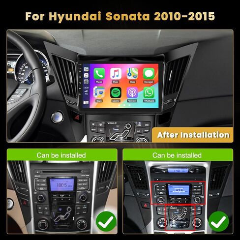 8 Core 6+128GB for Hyundai Sonata 2010-2015 Android Car Stereo with Wireless Apple Carplay, 5G WiFi 9 Inch IPS Touchscreen Car Radio 59UI GPS Navigation 32EQ DSP Backup Camrea in Saudi Arabia