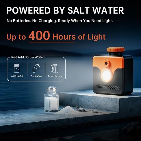 Saltwater Light Emergency Light, Power Outages 400-Hours Long-Lasting LED Light, No Charging Needed, Handheld Flashlight for Camping, Hurricane, Survival Kit,Night Fishing in Saudi Arabia