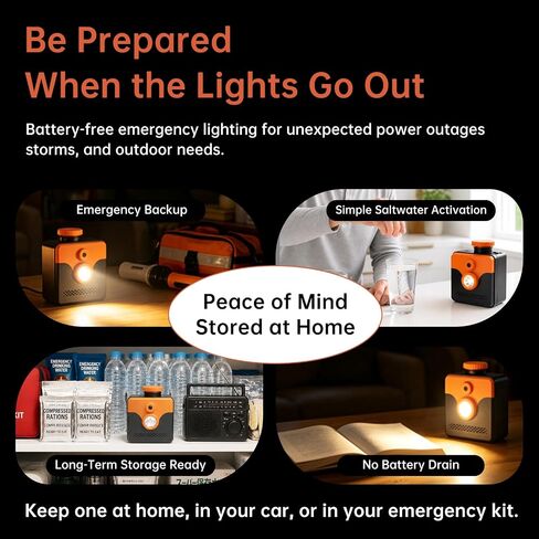 Saltwater Light Emergency Light, Power Outages 400-Hours Long-Lasting LED Light, No Charging Needed, Handheld Flashlight for Camping, Hurricane, Survival Kit,Night Fishing in Saudi Arabia