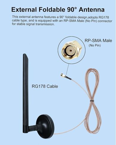 Foldable 5dBi Magnetic Truck RV WiFi Antenna, No Drilling Needed in Saudi Arabia