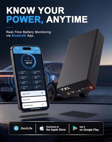 حزمة بطارية Dash Cam - بطارية خارجية بقدرة 128 وات في الساعة LiFePO4 لوضع ركن السيارة، شحن سريع لمدة 45 دقيقة، مخرج 12 فولت، ولاعة سجائر ومجموعة أسلاك صلبة متضمنة، مثالية لوقوف السيارات طوال الليل وفي الشوارع والمطارات in Kuwait