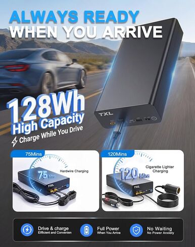 حزمة بطارية Dash Cam - بطارية خارجية بقدرة 128 وات في الساعة LiFePO4 لوضع ركن السيارة، شحن سريع لمدة 45 دقيقة، مخرج 12 فولت، ولاعة سجائر ومجموعة أسلاك صلبة متضمنة، مثالية لوقوف السيارات طوال الليل وفي الشوارع والمطارات in Kuwait