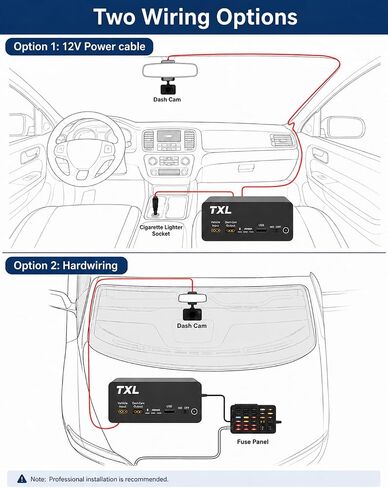 حزمة بطارية Dash Cam - بطارية خارجية بقدرة 128 وات في الساعة LiFePO4 لوضع ركن السيارة، شحن سريع لمدة 45 دقيقة، مخرج 12 فولت، ولاعة سجائر ومجموعة أسلاك صلبة متضمنة، مثالية لوقوف السيارات طوال الليل وفي الشوارع والمطارات in Kuwait