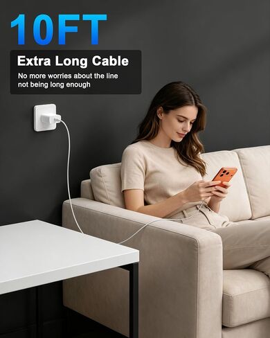 iPhone 18 17 16 Pro Max Charger Fast Charging 10FT, 20W USB C Charger Block in Saudi Arabia