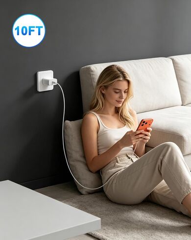 iPhone 18 17 16 Pro Max Charger Fast Charging 10FT, 20W USB C Charger Block in Saudi Arabia