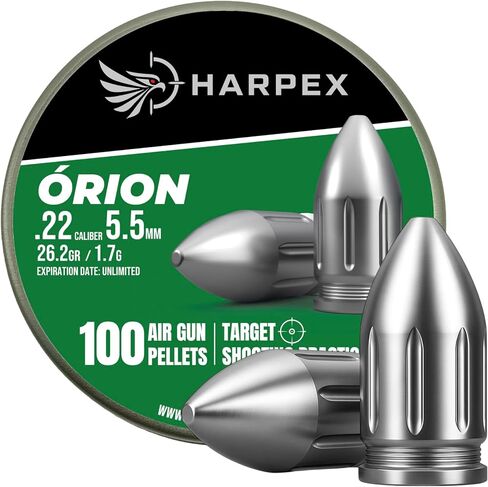 حبيبات Harpex Orion .22 Cal Airgun - تصميم ثقيل للحبوب 26.2 - طول 12 مم / .47 بوصة - الحد الأقصى للتأثير وقوة الضربة القاضية - كريات الرصاص الممتازة لإطلاق النار على الأهداف واللعبة الصغيرة والأداء المتسق in Kuwait