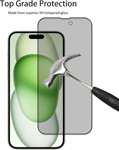 2-2 Pack Privacy Screen Protector Designed For iPhone15 Plus Anti Spy Private Tempered Glass Film 2-Pack Camera Lens Protector Film 2-Pack Pack Privacy in Kuwait
