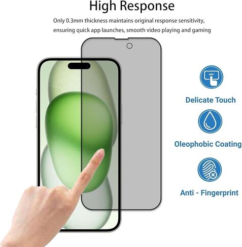 2-2 Pack Privacy Screen Protector Designed For iPhone15 Plus Anti Spy Private Tempered Glass Film 2-Pack Camera Lens Protector Film 2-Pack Pack Privacy in Kuwait