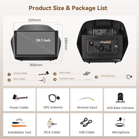 4+64G 10'' Android 15 Car Stereo for Hyundai Tucson IX35 2010-2015 in Kuwait