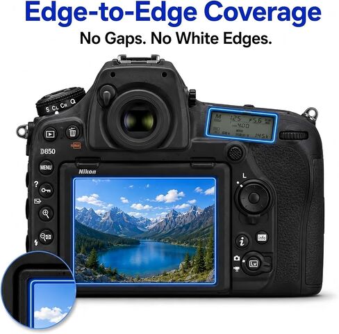 Model-Specific Custom Fit for Nikon D850/D500 + Top Screen [2+2 Pack] Camera Screen Protector – 0.3mm 9H Hardness Tempered Glass, Full-Screen Edge-to-Edge, Crystal Clear, Bubble-Free, Anti-Scratch in Kuwait