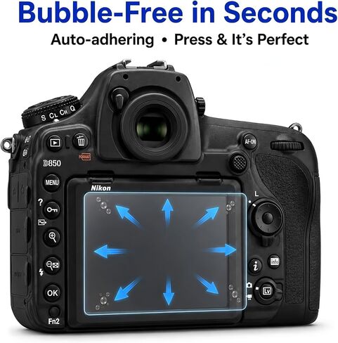 Model-Specific Custom Fit for Nikon D850/D500 + Top Screen [2+2 Pack] Camera Screen Protector – 0.3mm 9H Hardness Tempered Glass, Full-Screen Edge-to-Edge, Crystal Clear, Bubble-Free, Anti-Scratch in Kuwait