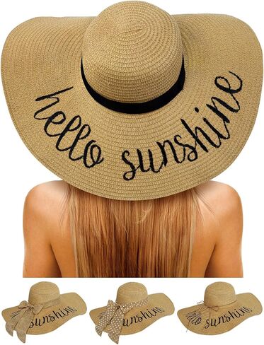 Floppy Beach Sun Hats for Women, Wide Brim Summer Straw Hat Light Khaki in Kuwait