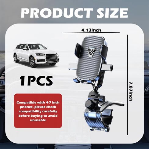 2026 Upgraded Car Phone Holder,360° Rotatable Clip on Phone Holder for Car Dashboard,Rearview Mirror,Sun Visor,Multi-Function Cars Phones Mount for All 4"-7" Smartphones in Saudi Arabia