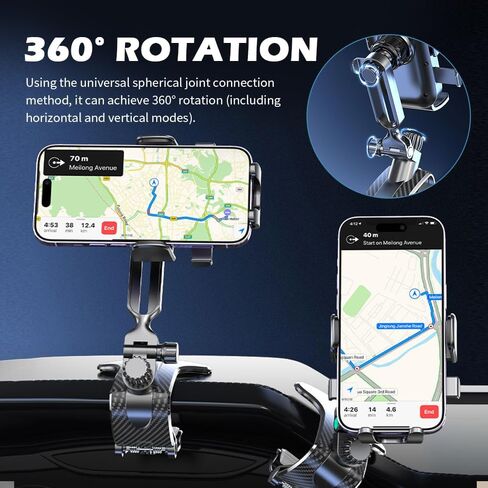 2026 Upgraded Car Phone Holder,360° Rotatable Clip on Phone Holder for Car Dashboard,Rearview Mirror,Sun Visor,Multi-Function Cars Phones Mount for All 4"-7" Smartphones in Saudi Arabia