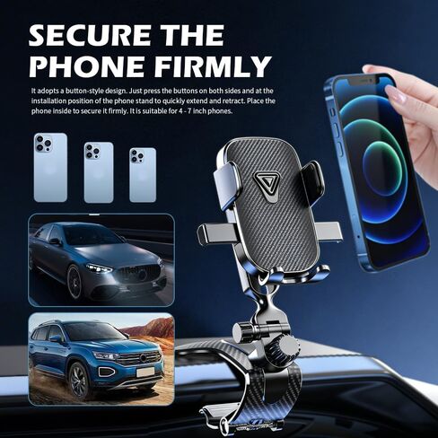 2026 Upgraded Car Phone Holder,360° Rotatable Clip on Phone Holder for Car Dashboard,Rearview Mirror,Sun Visor,Multi-Function Cars Phones Mount for All 4"-7" Smartphones in Saudi Arabia