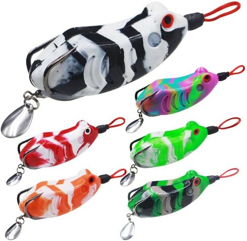 3pcs Topwater Frog Fishing Lures 65mm12g Soft Surface Decoys Fishing Soft Jump Frog Lure Fishing Bait Lure with Blood Trough Hook Top Water Lure in Kuwait