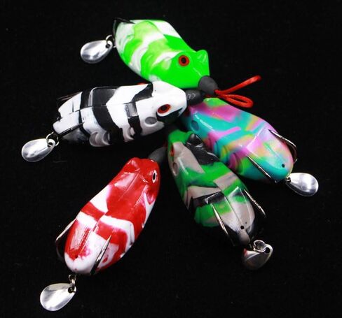 3pcs Topwater Frog Fishing Lures 65mm12g Soft Surface Decoys Fishing Soft Jump Frog Lure Fishing Bait Lure with Blood Trough Hook Top Water Lure in Kuwait