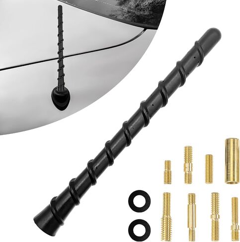 Car Spiral Antenna, 7 Inch Flexible PVC Rubber Auto Antenna Mast with Threaded Adapters, Waterproof Antenna Replacement for Most Sedans SUVs Trucks, Car Accessories in Saudi Arabia