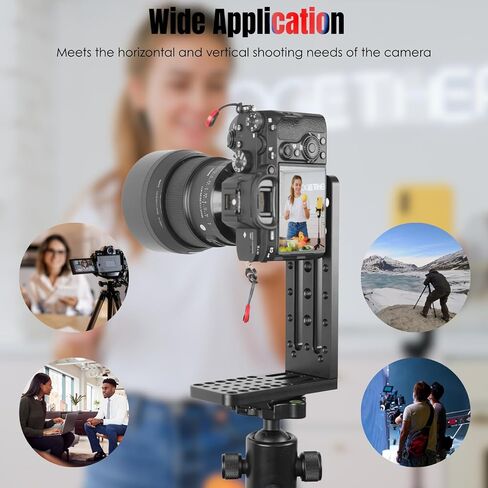 DSLR Camera L Bracket Vertical Horizontal Switching Tripod Quick Release Plate with 3/8" 1/4" Screw Hole Compatible with Sony Canon Nikon Bmpcc DJI/Zhiyun Gimbal Tripod Monopod in Kuwait