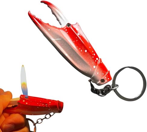 NIVEK Crab Claw Keychain Lighter – Orange Metal, Refillable, Adjustable Flame, Realistic Seafood Novelty Gift for Ocean & Crab Lovers in Kuwait