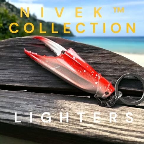 NIVEK Crab Claw Keychain Lighter – Orange Metal, Refillable, Adjustable Flame, Realistic Seafood Novelty Gift for Ocean & Crab Lovers in Kuwait
