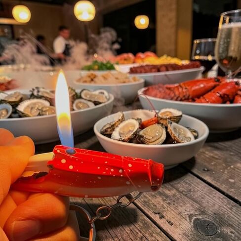 NIVEK Crab Claw Keychain Lighter – Orange Metal, Refillable, Adjustable Flame, Realistic Seafood Novelty Gift for Ocean & Crab Lovers in Kuwait