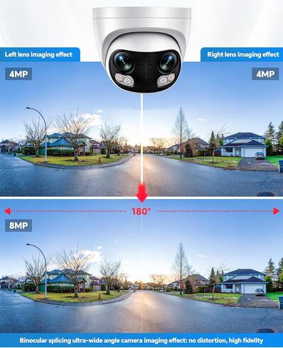 Real HD Panoramic 8MP Dual Lens PoE IP Security Outdoor Camera with Metal Housing, 180 Degree Wide Angle, 24/7 Full Color Night Vision, H265, IP66, NVR or Windows PC Required, NDAA Compliant in Saudi Arabia