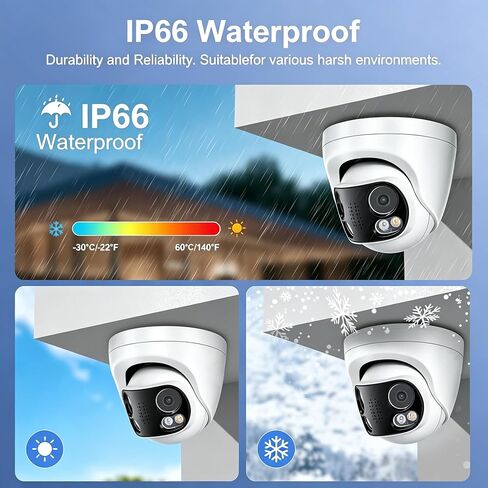 Real HD Panoramic 8MP Dual Lens PoE IP Security Outdoor Camera with Metal Housing, 180 Degree Wide Angle, 24/7 Full Color Night Vision, H265, IP66, NVR or Windows PC Required, NDAA Compliant in Saudi Arabia