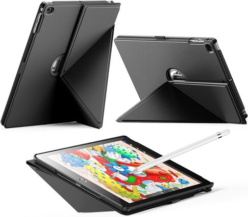 INFILAND Case for iPad 6th / 5th Generation (2018/2017) iPad 9.7 Inch case, iPad Air 2 / Air 1 – Magnetic Slim Cover with Pencil Holder, Multi-Angle Stand, Auto Wake/Sleep (Black) in Saudi Arabia