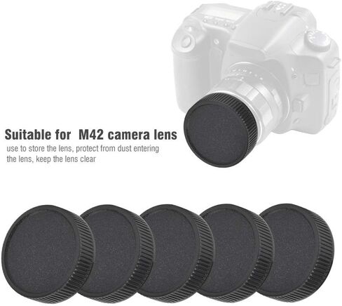 5PCS Camera Rear Lens Cover, Camera Lens Cover, Reusable Plastic Rear Lens Cap Cover Fits for M42 Camera, Black in Kuwait