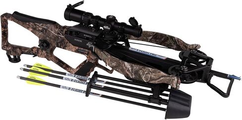 Excalibur Hybrid X Accurate High-Output CeaseFire Archery Hunting Crossbow - Overwatch Scope w/Rings, 4 Arrows with 100Gr & 150Gr Field Points, Rebolt Quiver Included in Saudi Arabia