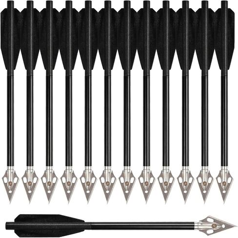 SPG 6.6Inch Mini Crossbow Arrows - 12PCS 50-80lb Aluminum Mini Crossbow Bolts with Sharp Blade Replacable Arrow Tips for Outdoor Hunting Shooting Target Practice Game in Saudi Arabia