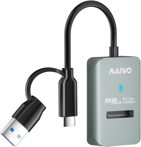 MAIWO M.2 NVMe to USB Adapter, Tool-Free PCIe NVMe SSD Enclosure Reader, 10Gbps USB 3.2 Gen2x1 USB C+A NVMe Dock with UASP Trim, 8TB Capacity in Saudi Arabia