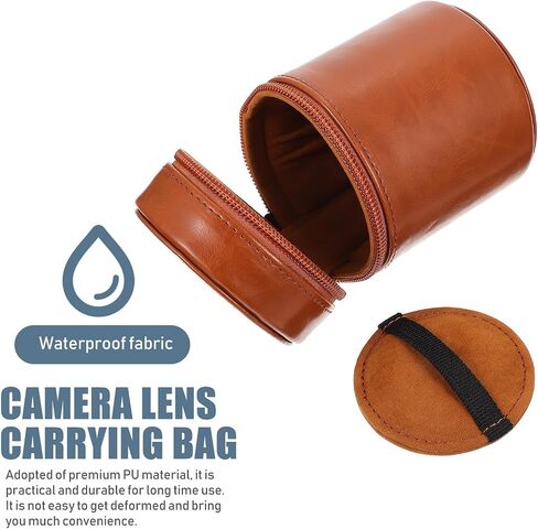 OSALADI Camera Lens Pouch Bag, PU Zipper Protector for Daily Carry in Kuwait