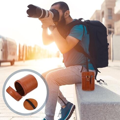 OSALADI Camera Lens Pouch Bag, PU Zipper Protector for Daily Carry in Kuwait
