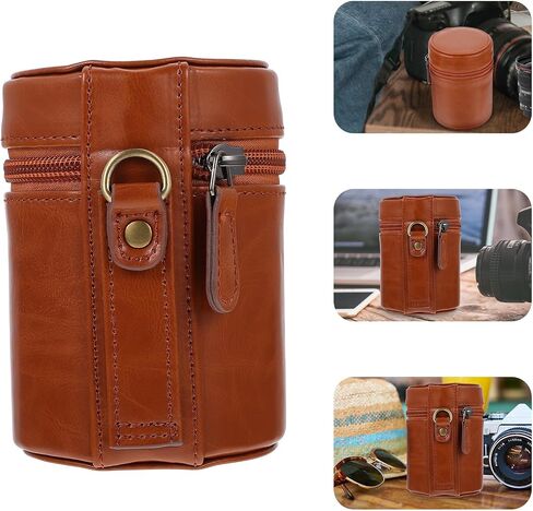 MERRYHAPY PU Camera Lens Storage Bag with Zipper for Travel Photographers in Saudi Arabia