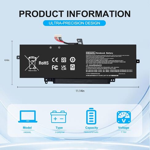 HK04XL 7.72V 78.5Wh Laptop Battery Replacement for HP EliteBook x360 1030 G7 1030 G8 1040 G7 1040 G8 Series HK04054XL L84352-005 L82391-005 119Y7EA 1L6C6AW 336F5EA L83796-171 HSTNN-IB9H HKO4XL in Kuwait