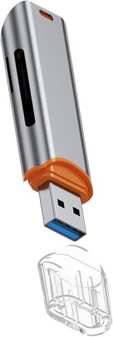 Card Reader USB 3.0 Card Reader SD TF Card Reader Multifunctional Accessory Double Card Slot Design Alloy Material Portable Suitable for Office Travel, Gray in Saudi Arabia