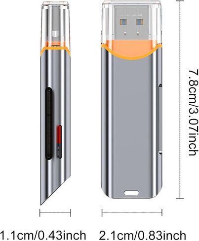 Card Reader USB 3.0 Card Reader SD TF Card Reader Multifunctional Accessory Double Card Slot Design Alloy Material Portable Suitable for Office Travel, Gray in Saudi Arabia