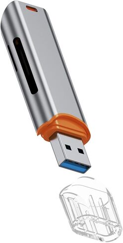 Card Reader USB 3.0 Card Reader SD TF Card Reader Multifunctional Accessory Double Card Slot Design Alloy Material Portable Suitable for Office Travel, Gray in Saudi Arabia